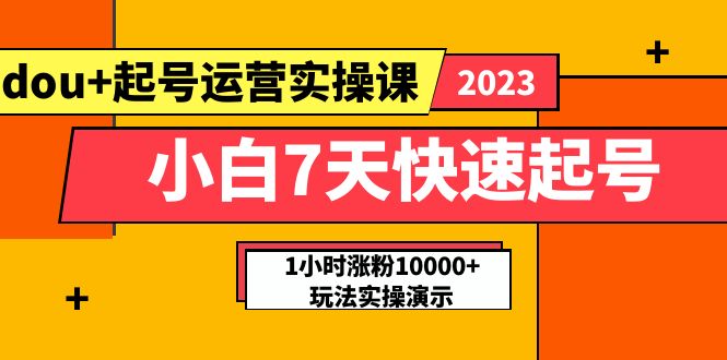 【副业项目5906期】小白7天快速起号：dou+起号运营实操课，实战1小时涨粉10000+玩法演示缩略图