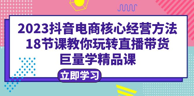 【副业项目6377期】2023抖音电商核心经营方法：18节课教你玩转直播带货，巨量学精品课缩略图