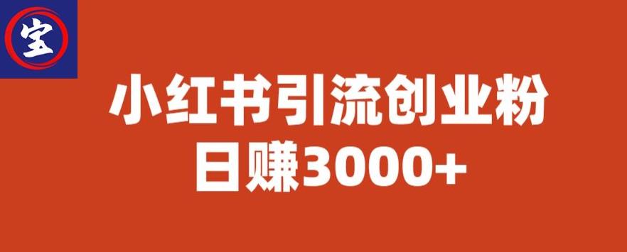 【副业项目6676期】宝哥小红书引流创业粉，日赚3000+【揭秘】缩略图