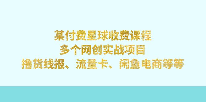 【副业项目7334期】某付费星球课程：多个网创实战项目，撸货线报、流量卡、闲鱼电商等等缩略图