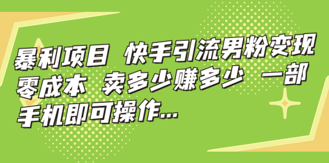 【副业项目7247期】快手引流男粉变现，零成本，卖多少赚多少缩略图