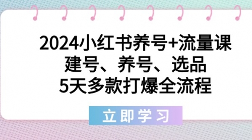 【副业8999期】2024小红书养号+流量课：建号、养号、选品，5天多款打爆全流程缩略图