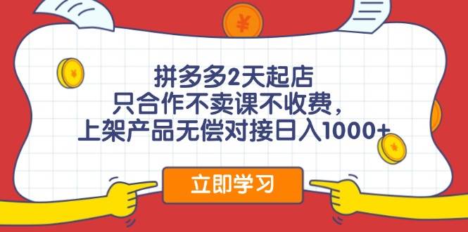 拼多多2天起店，只合作不卖课不收费，上架产品无偿对接日入1000+缩略图